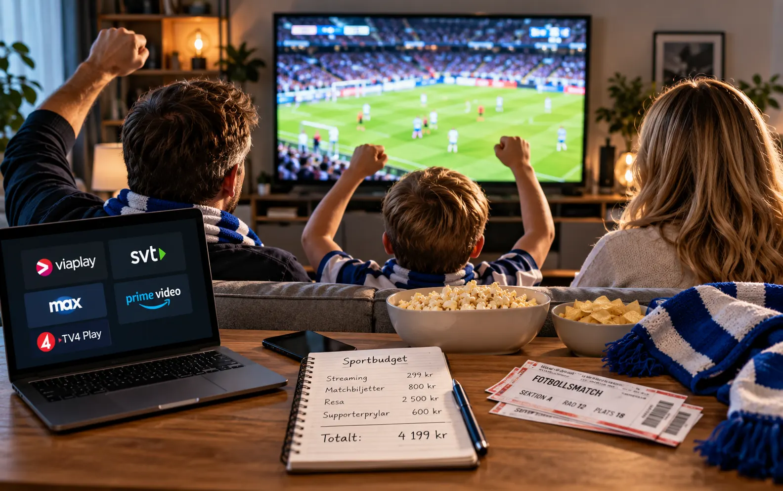 Sportintresse vid tv med familj
